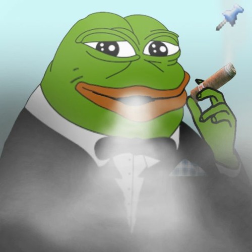 Image of reactionary meme "Pepe the frog" smoking a cigar in a tuxedo. Used in a 4chan post used as an example in Luderman's article "Creatures of kek" (2024)